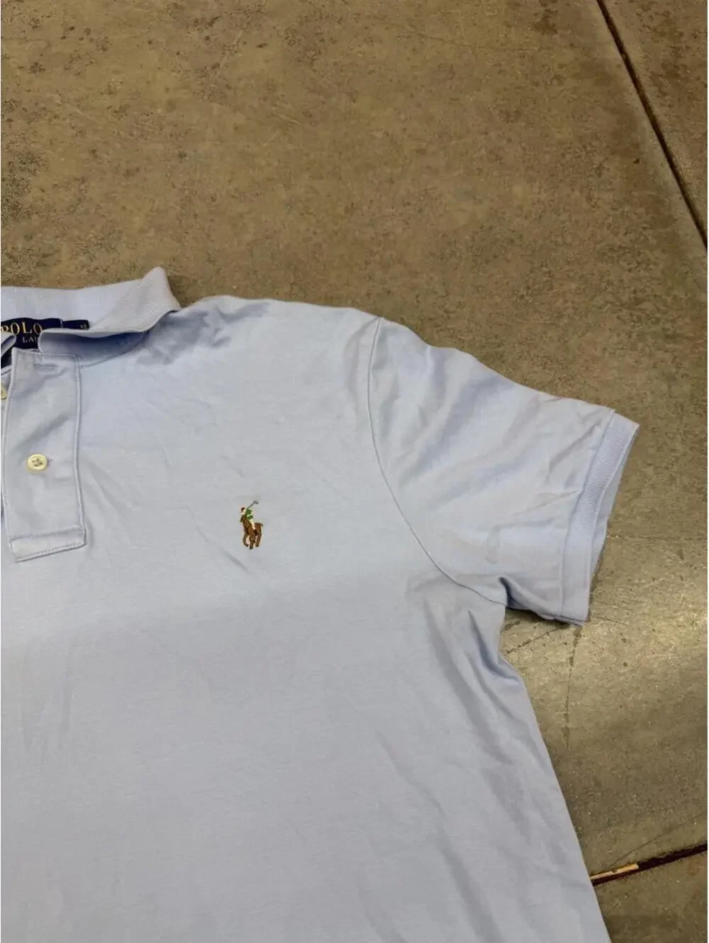 vintage polo ralph lauren baby blue polo shirt size large